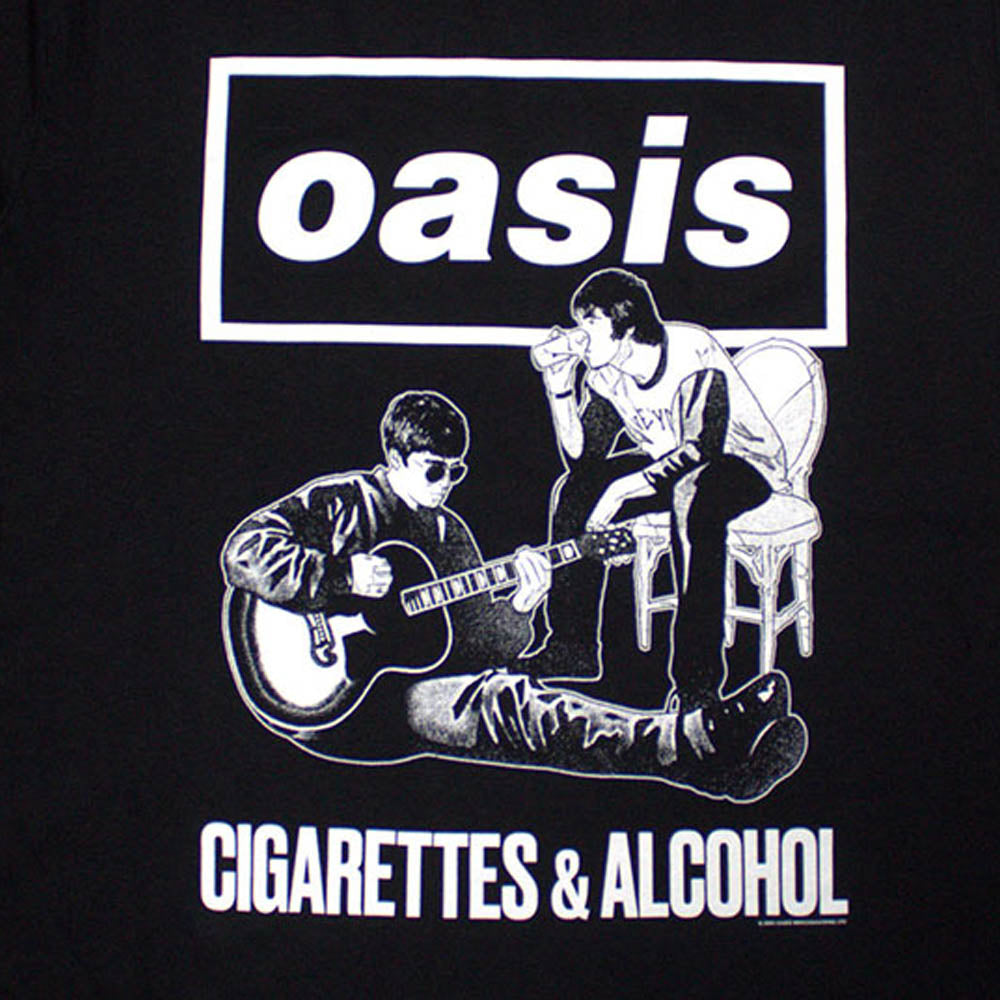 OASIS オアシス (映画「オアシス:ドント・ルック・バック・イン・アンガー」公開 ) - Cigarettes & Alcohol Illustration Mono / Tシャツ / メンズ