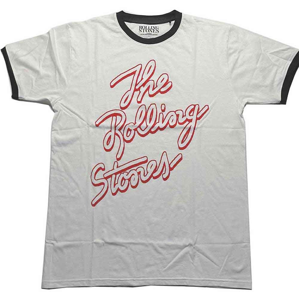 ROLLING STONES ローリングストーンズ (来日 35周年 記念 ) - Signature Logo / White / リンガー / Tシャツ / メンズ - PGS