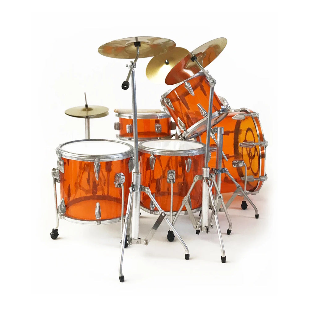 LED ZEPPELIN (Official Movie Commemoration) - Vistalite Transparent Amber Tribute Zep Mini Drum Set Replica Collectible / Miniature Musical Instrument