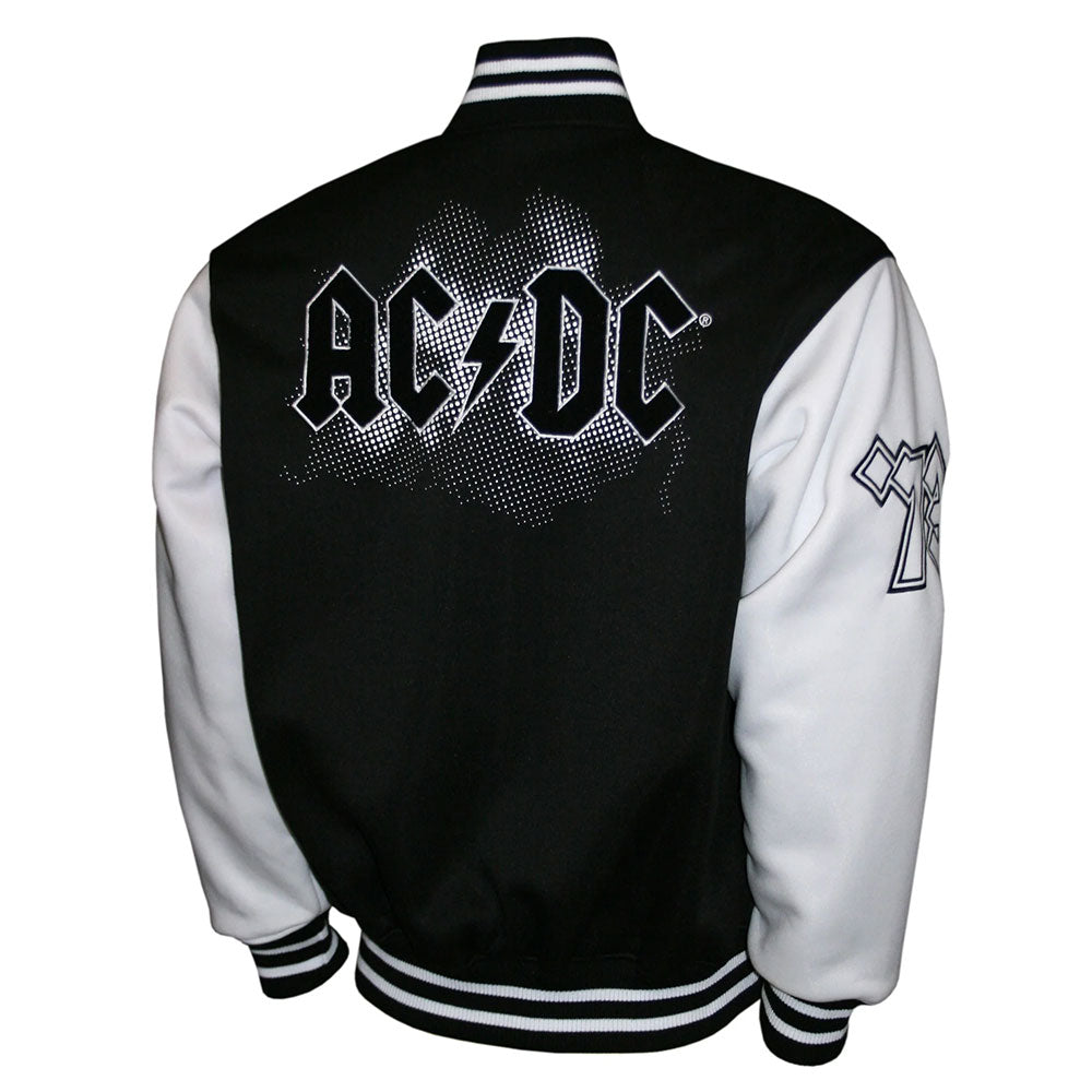 AC/DC エーシーディーシー (来日 45周年 ) - WHITE/BLACK CHENILLE VARSITY FLEECE JACKET / アウター / メンズ