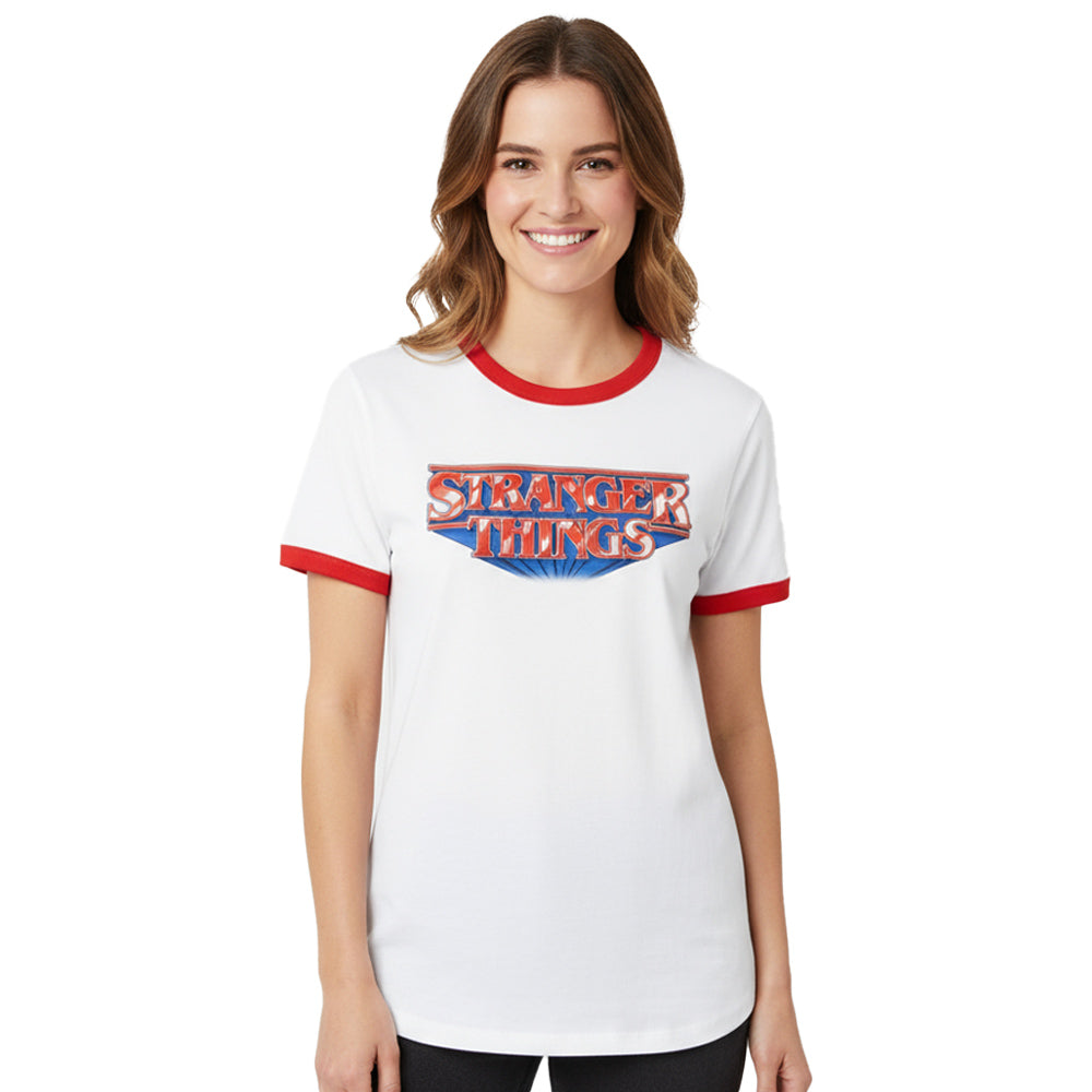 【予約商品】 STRANGER THINGS ストレンジャー・シングス (シーズン5 2025年配信決定 ) - RETRO LOGO / リンガー / Tシャツ / メンズ