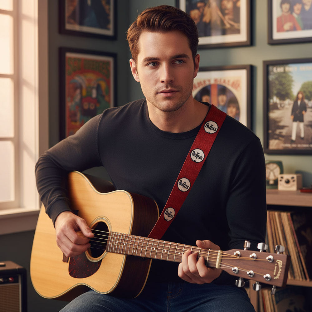 THE BEATLES ビートルズ (結成 65周年 ) - Drop T Drum / レッド / ギターストラップ