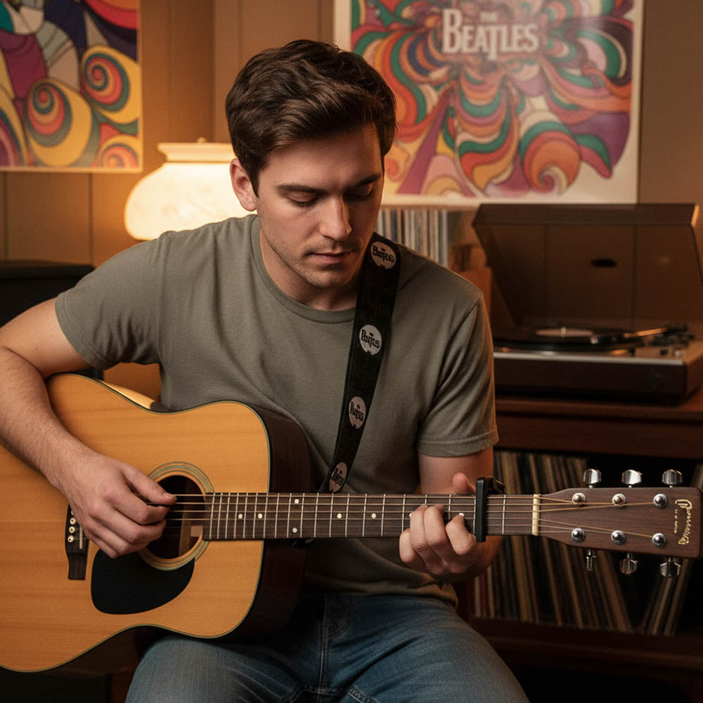 THE BEATLES (65th Anniversary) - Drop T Drum / Black / Guitar Strap