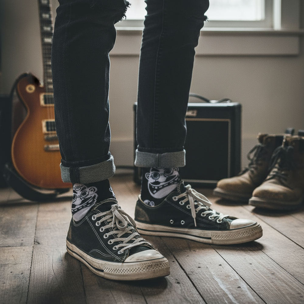 ANTHRAX (Arriving in Japan in April 2026) - Faces Pattern B&W / Socks / Men's