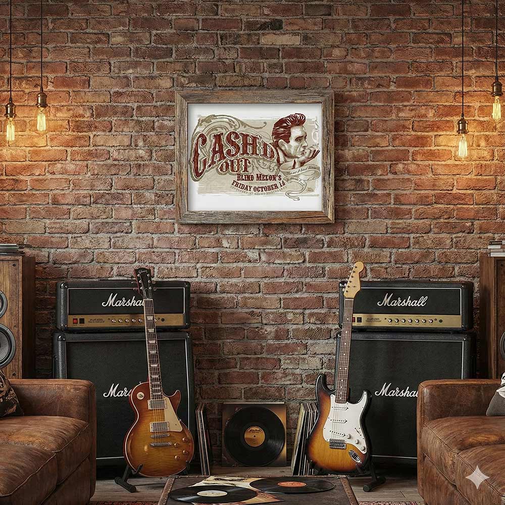 JOHNNY CASH ジョニーキャッシュ (デビュー 70周年 ) - (絶版プロモーション・ポスター)Cashd Out at Blind Melons / ヴィンテージ / ポスター