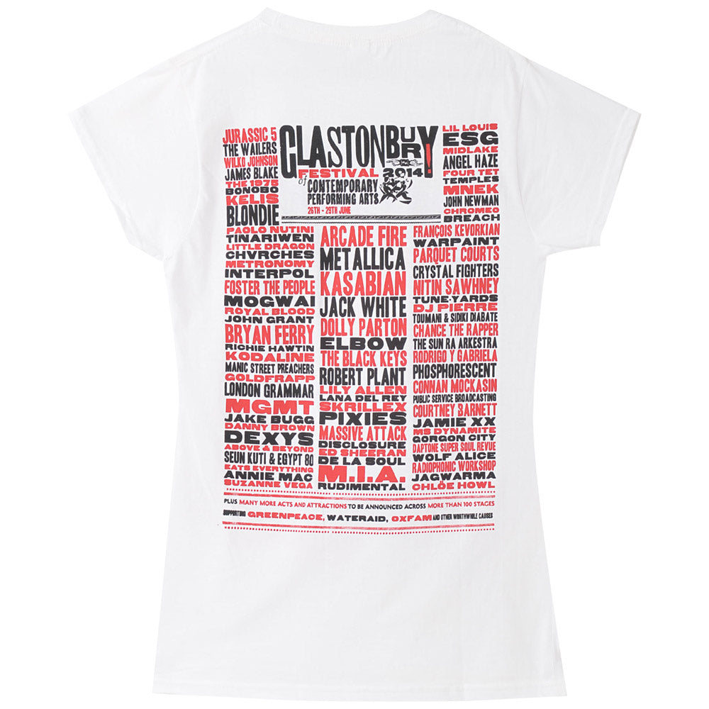 フェス公式Tシャツ GLASTONBURY グラストンベリー (開催 55周年 ) - FESTIVAL 2014 (超レア) / バックプリントあり / ヴィンテージ / Tシャツ / レディース