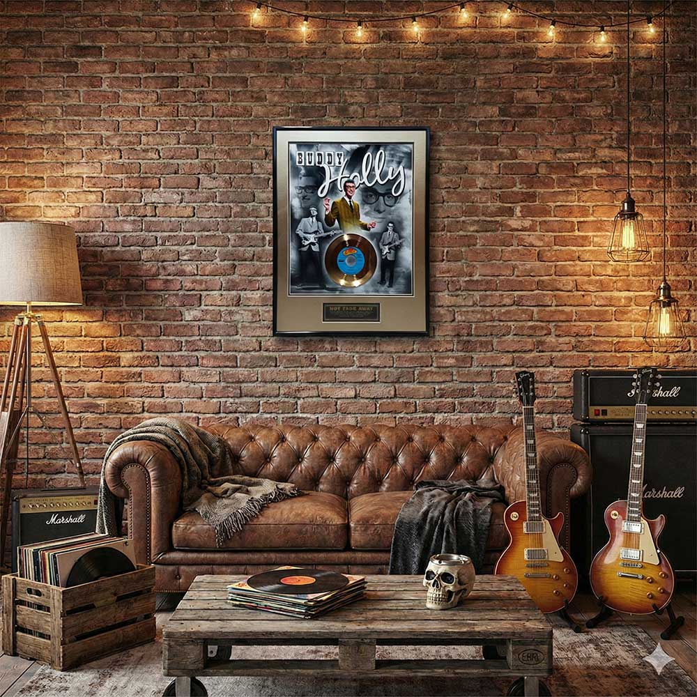 BUDDY HOLLY バディホリー - Not Fade Away 50th Anniversary / GOLD DISC / 限定 / ヴィンテージ / インテリア額