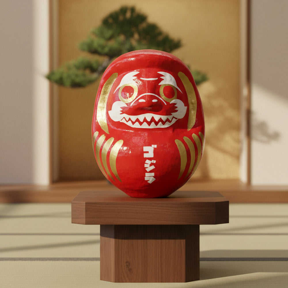 GODZILLA - Godzilla & Japanese traditional crafts / Daruma (extra large) / Godzilla / flame / red / logo / interior ornament