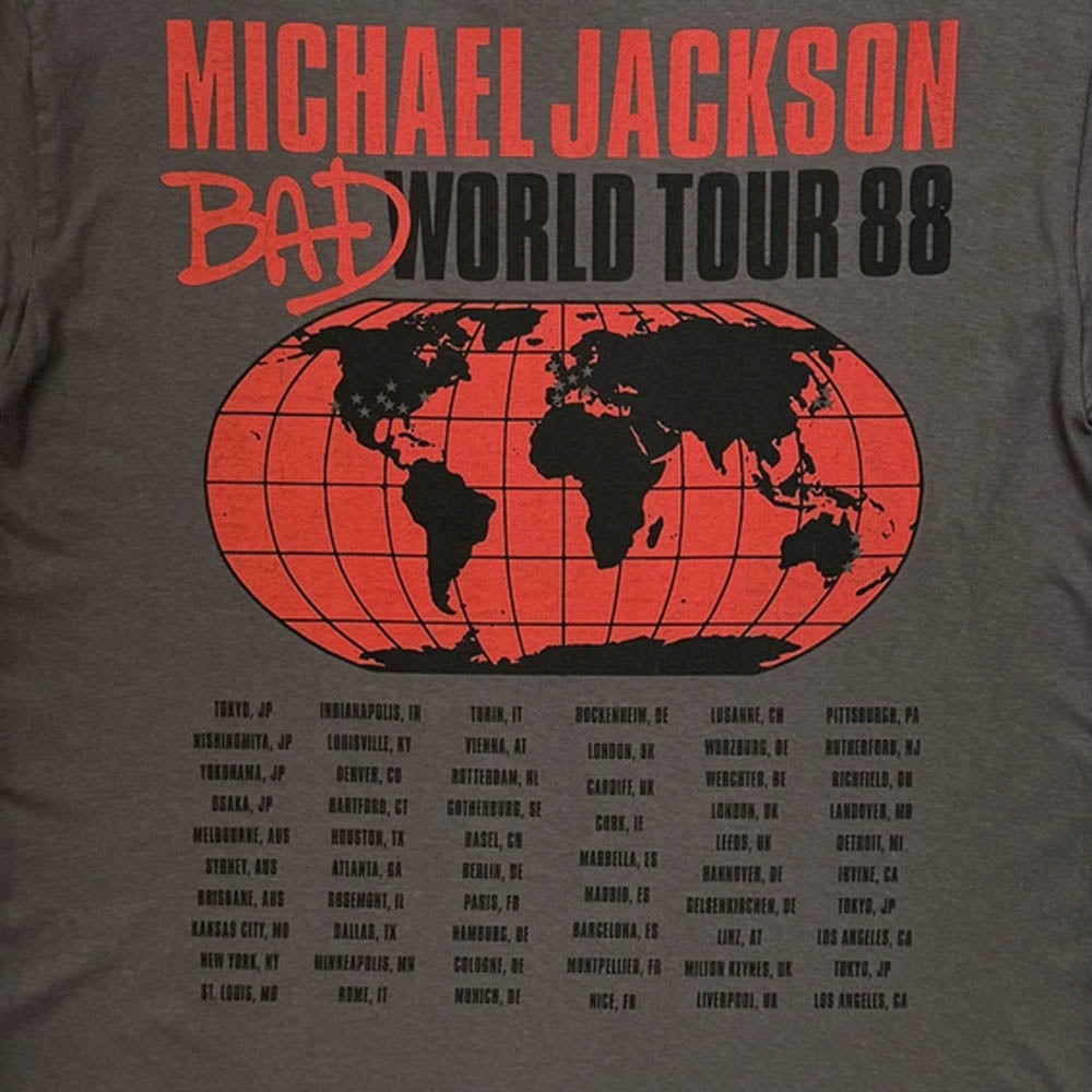【予約商品】 MICHAEL JACKSON マイケルジャクソン - Bad World Tour '88 / バックプリントあり / Tシャツ / メンズ
