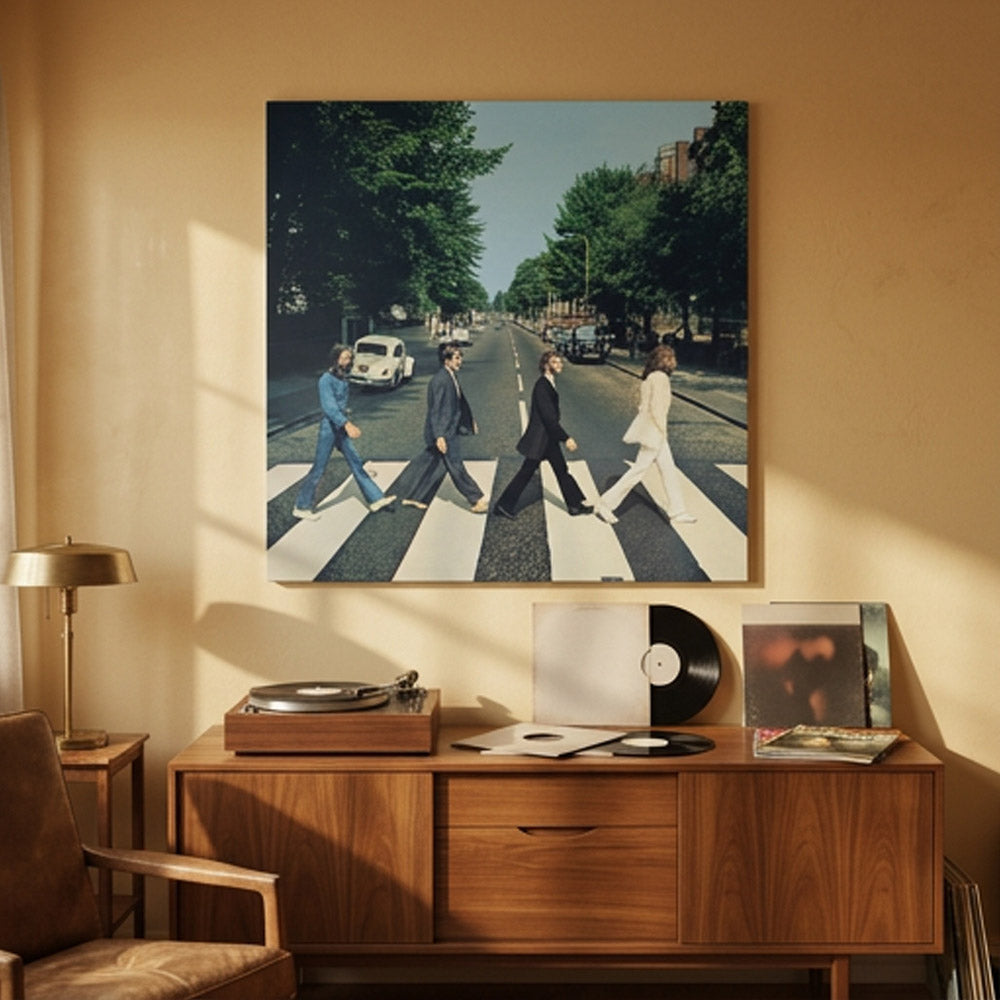 THE BEATLES ビートルズ (来日 60周年 ) - ABBEY ROAD / キャンバス・プリント木枠(85×85×3.8cm) / インテリア額