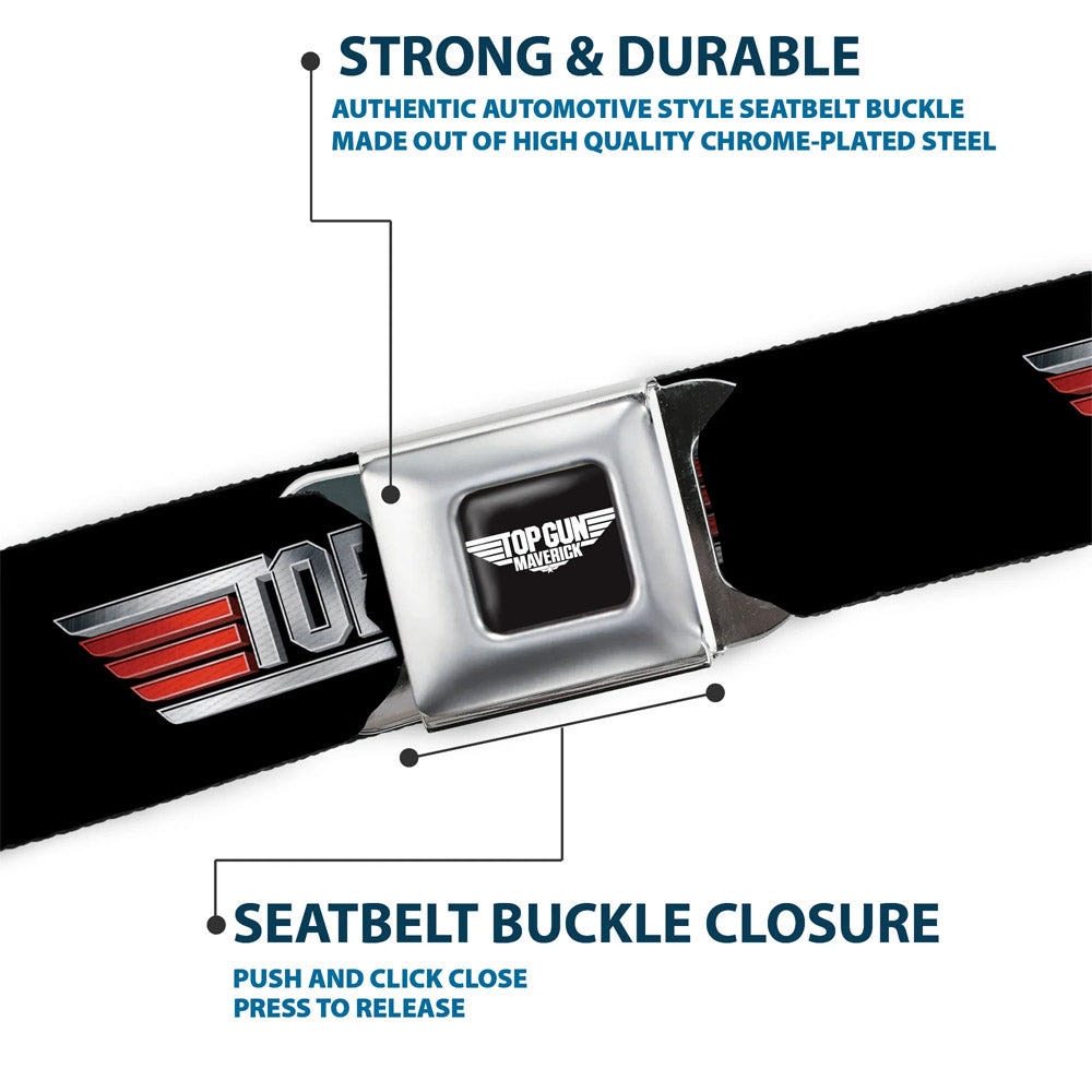 TOP GUN トップガン (公開 40周年 ) - Title Logo Black & Silver & Red & Blue Seatbelt Belt / ベルト・バックル / メンズ
