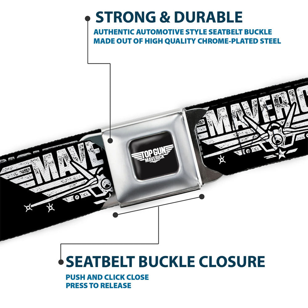 TOP GUN トップガン (公開 40周年 ) - Maverick Fighter Jet Logo Weathered Seatbelt Belt / ベルト・バックル