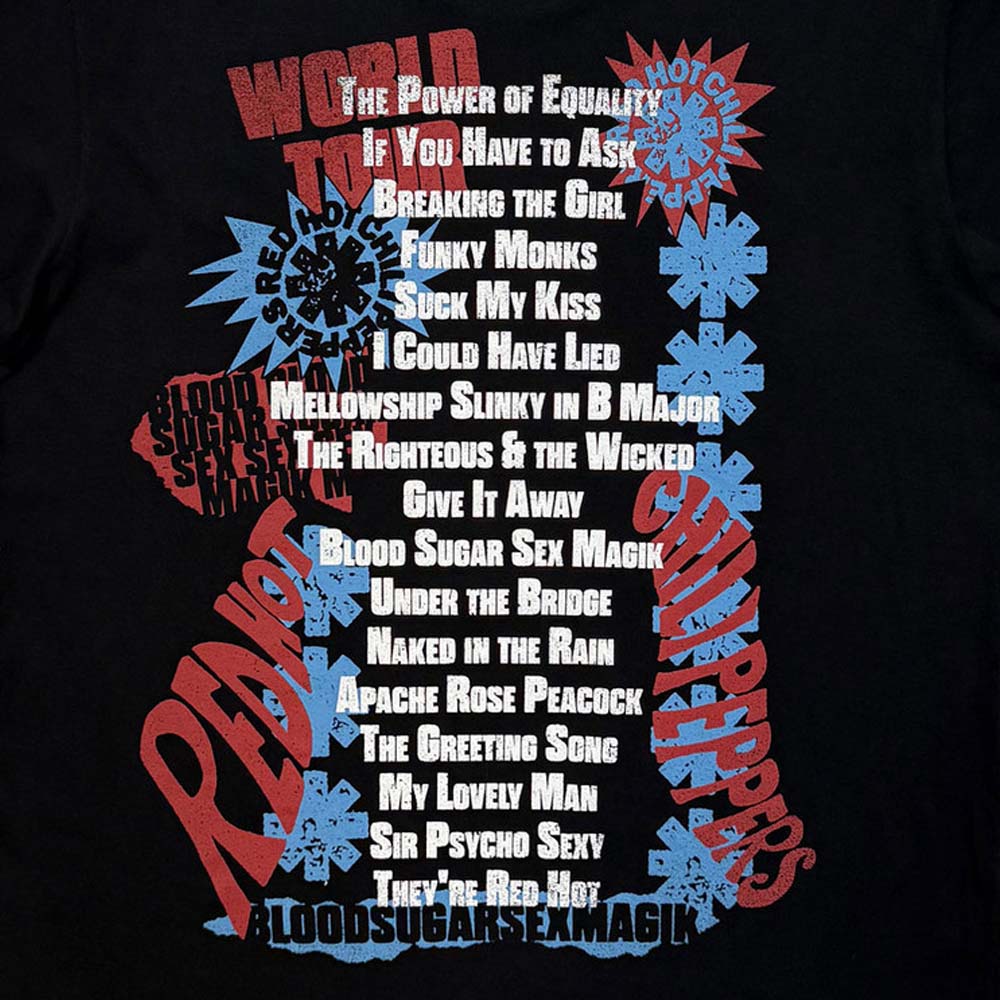 【予約商品】 RED HOT CHILI PEPPERS レッドホットチリペッパーズ - Blood Sugar Sex Magik Tracklist / バックプリントあり / カーボンソフト加工 / Tシャツ / メンズ