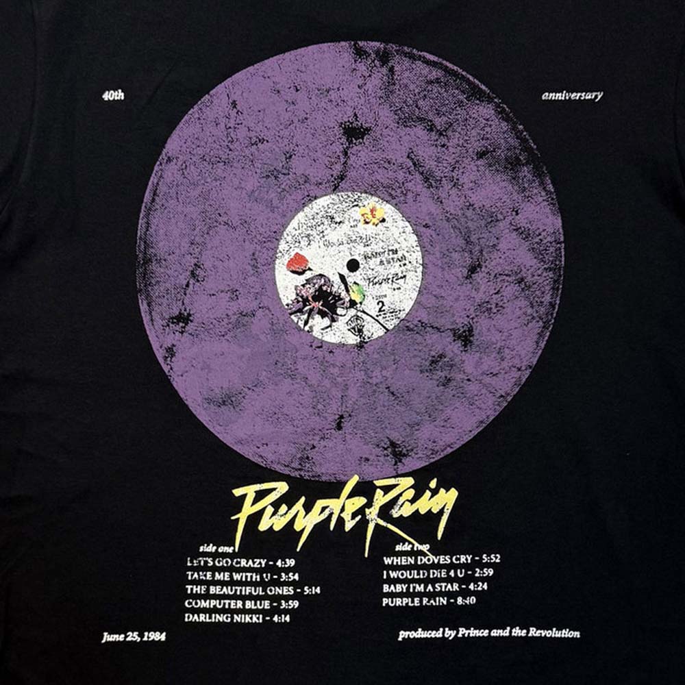 PRINCE プリンス (追悼 10年 ) - Purple Rain 40th Anniversary / バックプリントあり / カーボンソフト加工 / Tシャツ / メンズ
