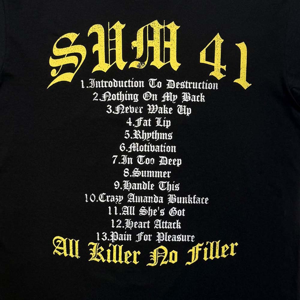 SUM41 サムフォーティーワン - All Killer No Filler Tracklist / バックプリントあり / カーボンソフト加工 / Tシャツ / メンズ