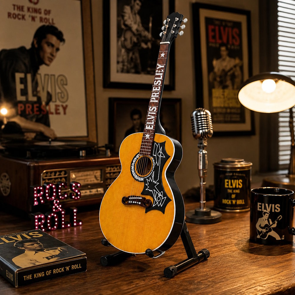 【予約商品】 ELVIS PRESLEY エルヴィスプレスリー (EPiC 映画 公開 記念 ) - Acoustic 10inch Tall with Stand / ミニチュア楽器