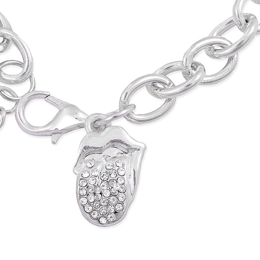 ROLLING STONES - Crystal Tongue Charm Bracelet