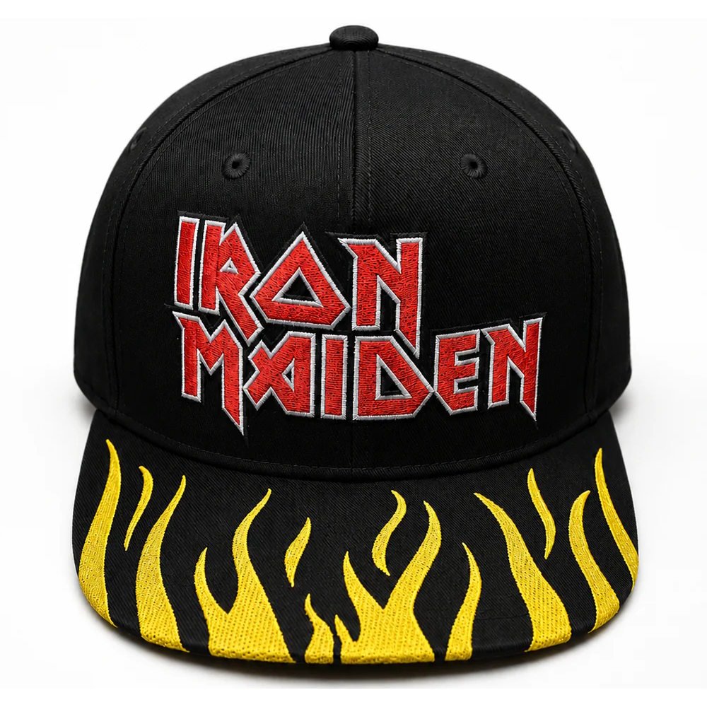 IRON MAIDEN - (11月 来日 記念 ) - Flat Embroidery Black 5 Panel Structured Hat