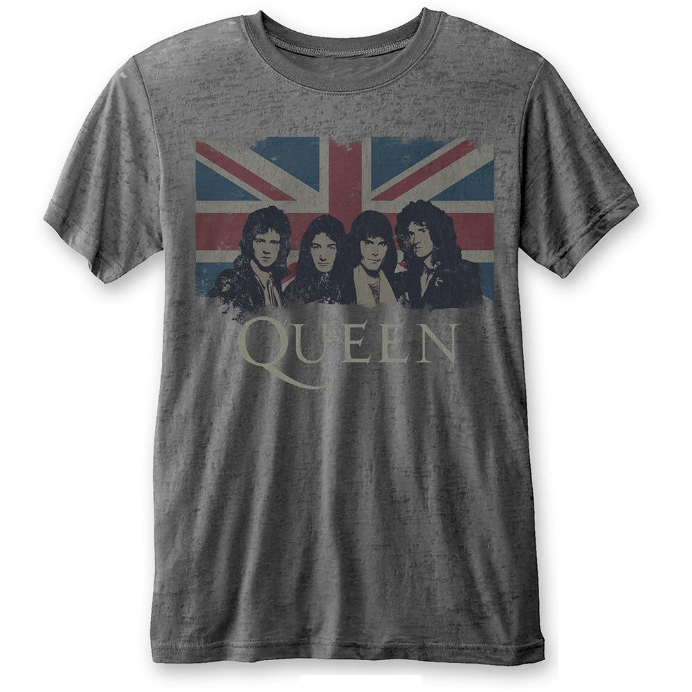 QUEEN クイーン (初来日50周年 ) - VINTAGE UNION JACK (BURN OUT) / Black Label（ブランド） / Tシャツ / メンズ 【公式 / オフィシャル】