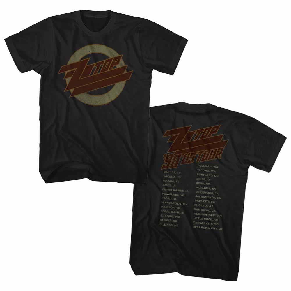 【廃番ラスト販売/特別価格】ZZ TOP ズィーズィートップ (デビュー 55周年 ) - 1990 US TOUR / バックプリントあり / Tシャツ / メンズ 【公式 / オフィシャル】