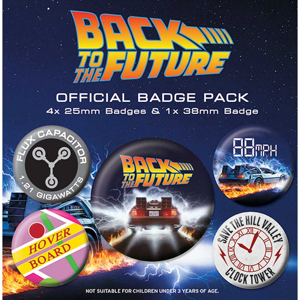 BACK TO THE FUTURE バックトゥザフューチャー (劇場公開 40周年 ) - Delorean 5個セット / バッジ 【公式 / オフィシャル】