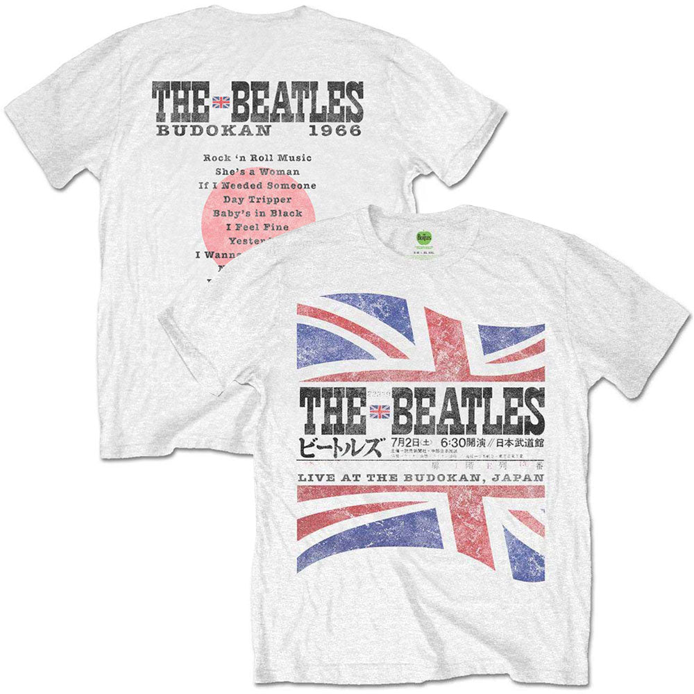 THE BEATLES ビートルズ (結成 65周年 ) - BUDOKAN SET LIST（ヴィンテージ加工） / バックプリントあり / Tシャツ / メンズ 【公式 / オフィシャル】