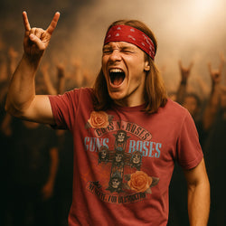 GUNS N ROSES ガンズアンドローゼズ (5月 来日 記念 ) - CROSS ROSES MINERAL WASH RAPTURED ROSE / タイダイ / Tシャツ / メンズ 【公式 / オフィシャル】