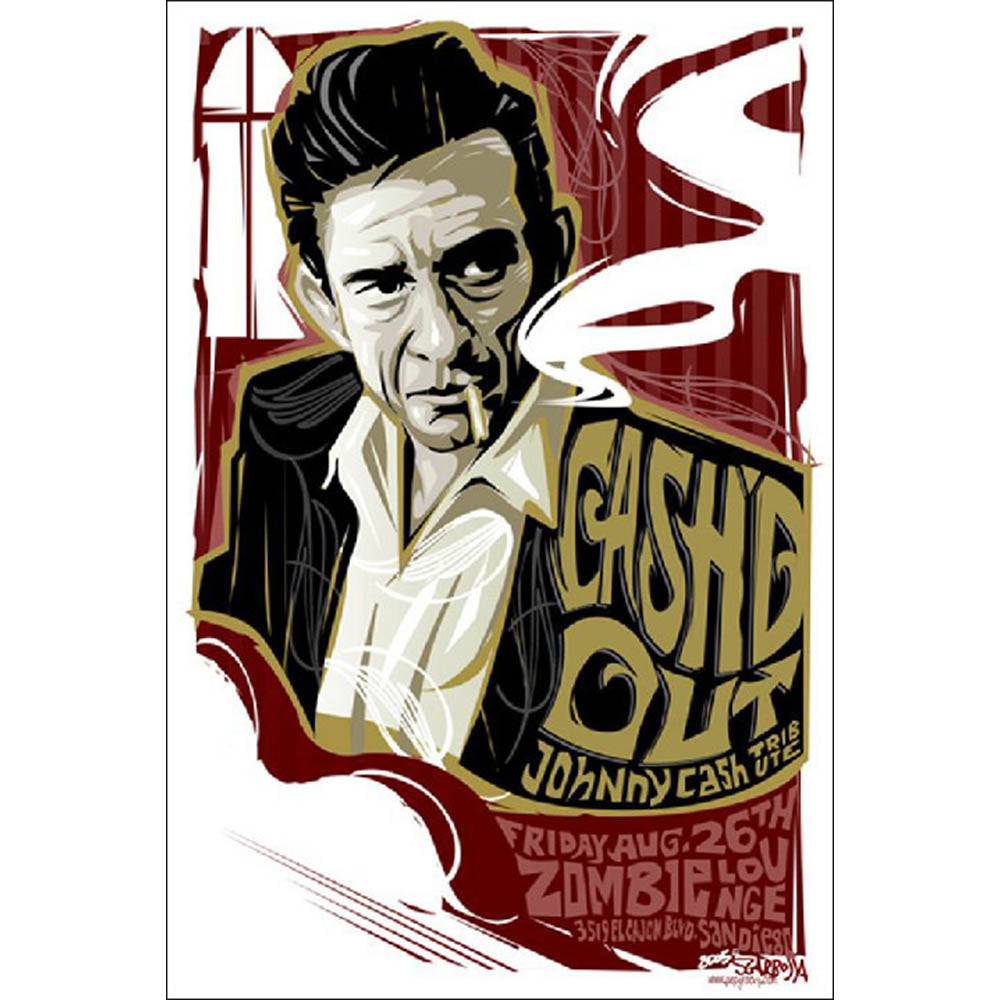 JOHNNY CASH ジョニーキャッシュ (デビュー 70周年 ) - （絶版プロモーション・ポスター）Cashd Out at the Zombie Lounge / ポスター 【公式 / オフィシャル】