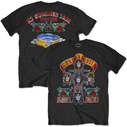 GUNS N ROSES ガンズアンドローゼズ (結成 40周年 ) - NJ SUMMER JAM 1988 （復刻ツアーTシリーズ） / バックプリントあり / Tシャツ / メンズ 【公式 / オフィシャル】