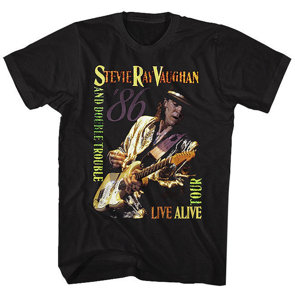 STEVIE RAY VAUGHAN スティーヴィーレイヴォーン (追悼 35年 ) - LIVE ALIVE TOUR / バックプリントあり / Tシャツ / メンズ 【公式 / オフィシャル】