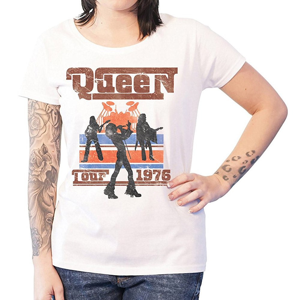 【廃番ラスト販売/特別価格】QUEEN クイーン (初来日50周年 ) - 1976 TOUR SILHOUETTES / Tシャツ / レディース 【公式 / オフィシャル】