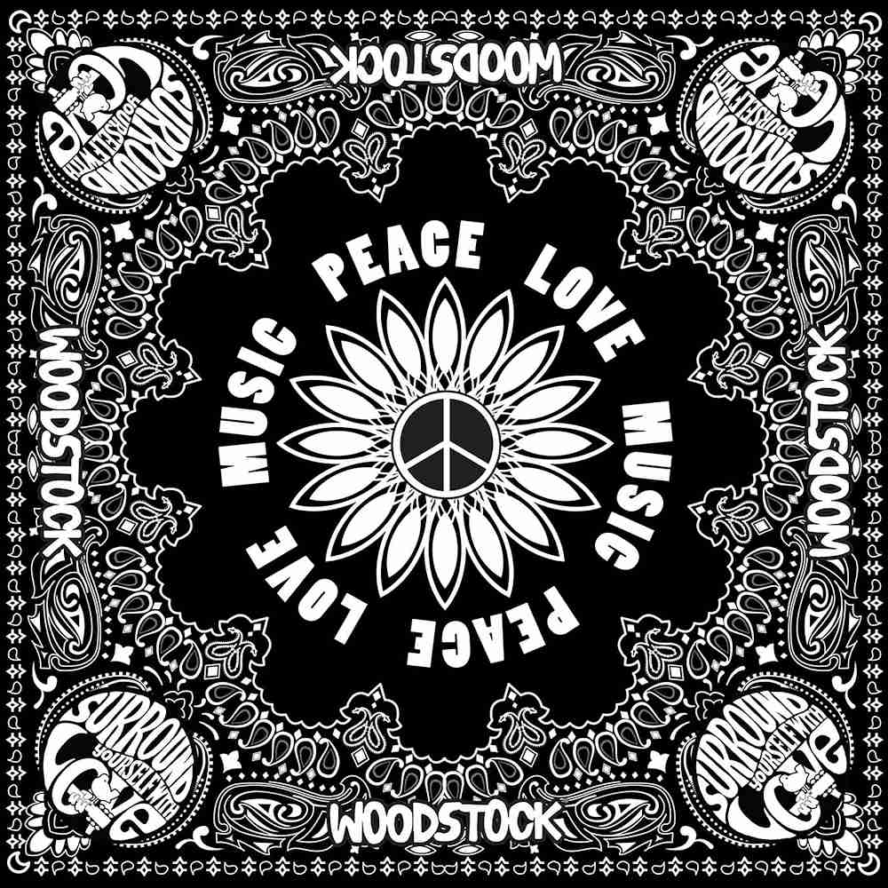 WOODSTOCK ウッドストック (映画公開 55周年 ) - Peace Love Music / バンダナ 【公式 / オフィシャル】