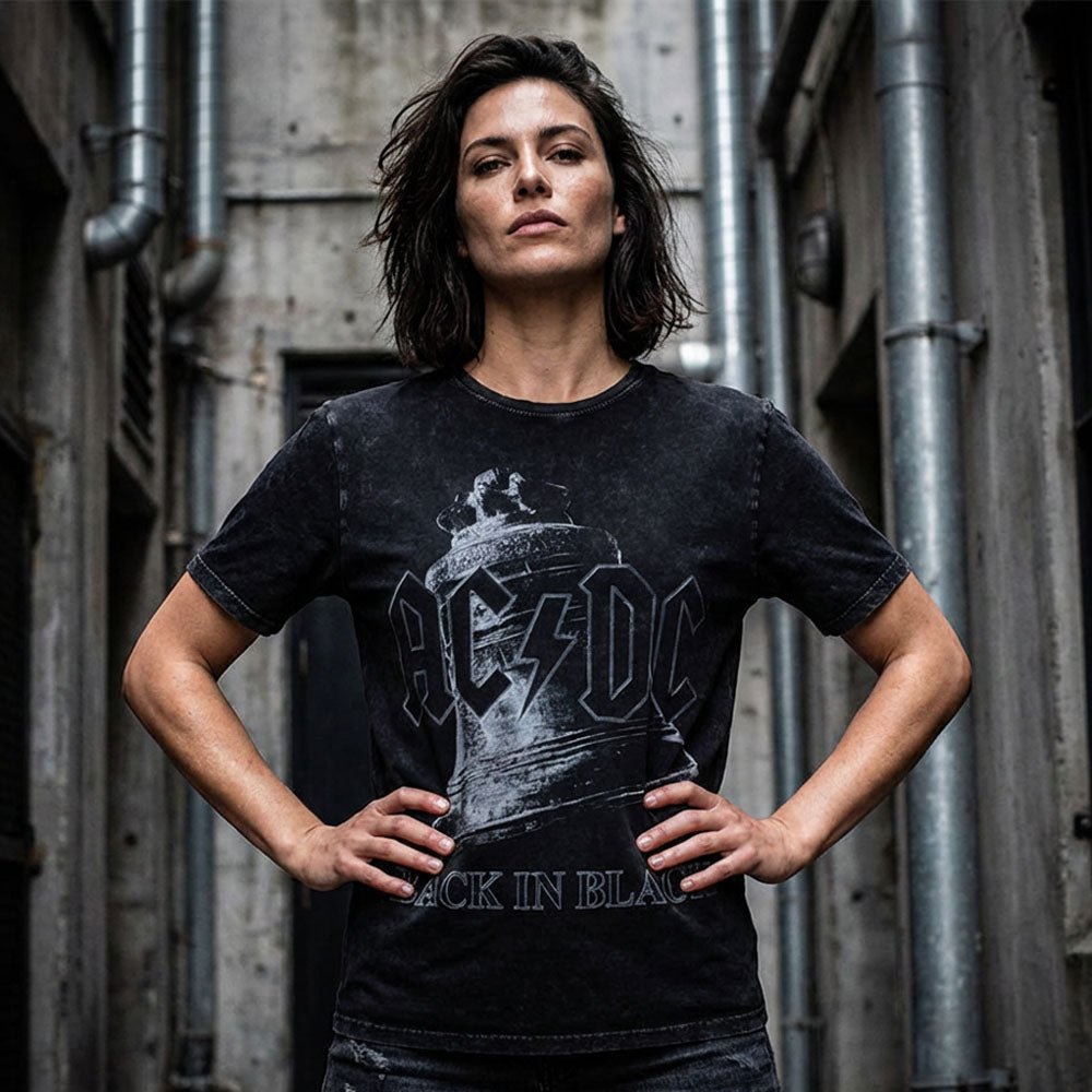 AC/DC エーシーディーシー (来日 45周年 ) - Back In Black Bell / Stone Wash / Tシャツ / メンズ｜公式ライセンス商品｜PGS