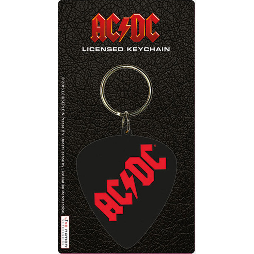 AC/DC エーシーディーシー (Back in Black 45周年 ) - PLECTRUM / ラバー・キーリング / キーホルダー 【公式 / オフィシャル】