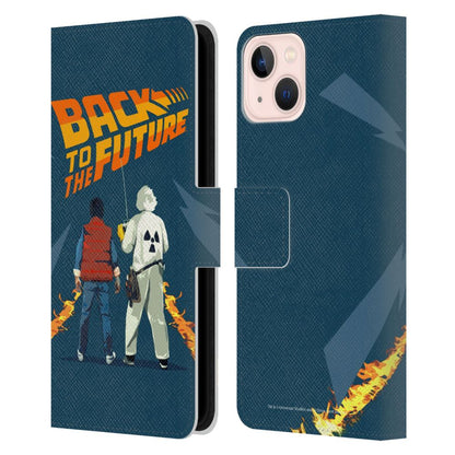 BACK TO THE FUTURE - Dr. Brown And Marty レザー手帳型