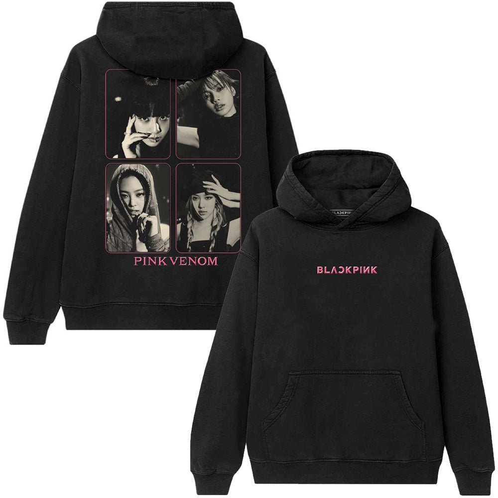 FUCKINGRABBITS 刺繍パーカー ブラック×ピンク BLACKPINK ブラックピンク - Pink Venom Group Photo / バックプリント