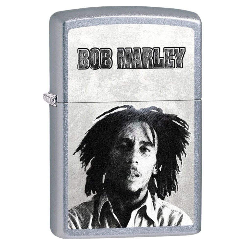 BOB MARLEY - (追悼 45周年 ) - B&W Face Street Chrome Zippo Lighter