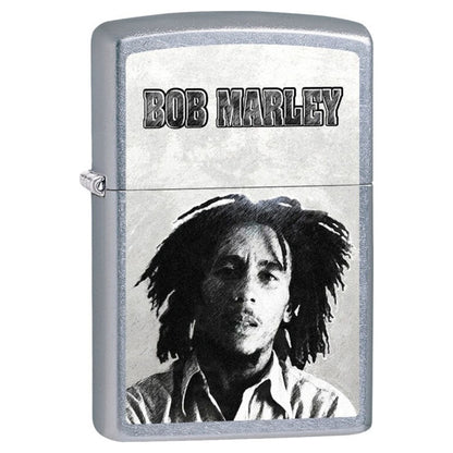 BOB MARLEY - (追悼 45周年 ) - B&W Face Street Chrome Zippo Lighter