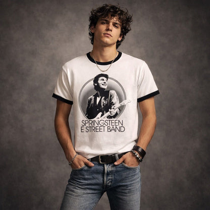 BRUCE SPRINGSTEEN ブルーススプリングスティーン - NYC / White / バックプリントあり / リンガー / Tシャツ / メンズ｜公式ライセンス商品｜PGS