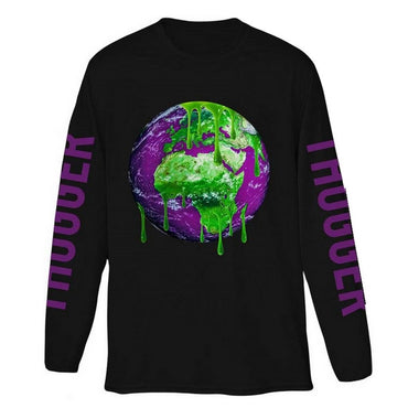YOUNG THUG ヤングサグ - Thugger Globe / バック & アームプリントあり / 長袖 / Tシャツ / メンズ 【公式 / オフィシャル】