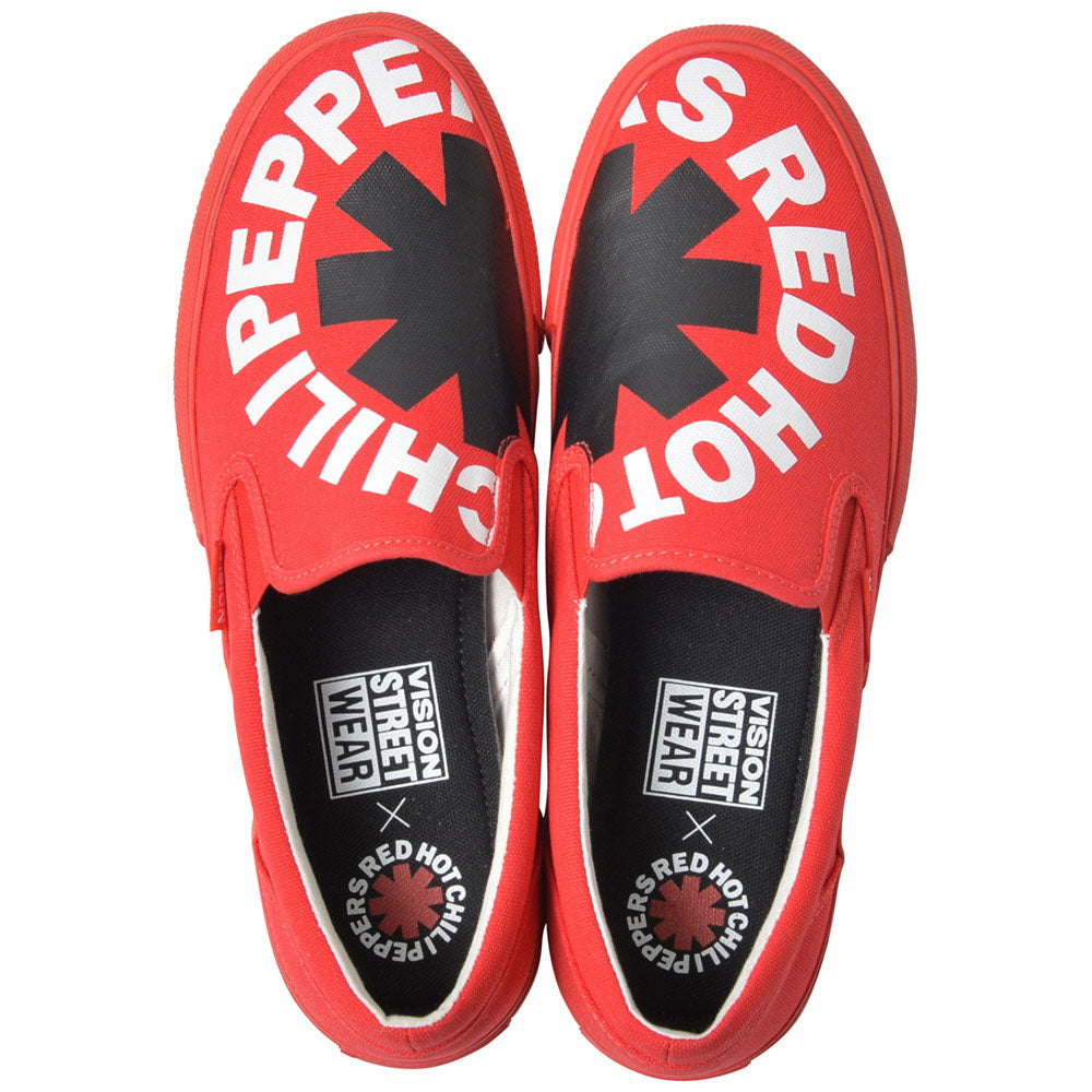 RED HOT CHILI PEPPERS (35th anniversary of their visit to Japan) - CANVAS SLIP-ON RHCP Red / VISION STREET WEAR (brand) / Sneakers / Men's