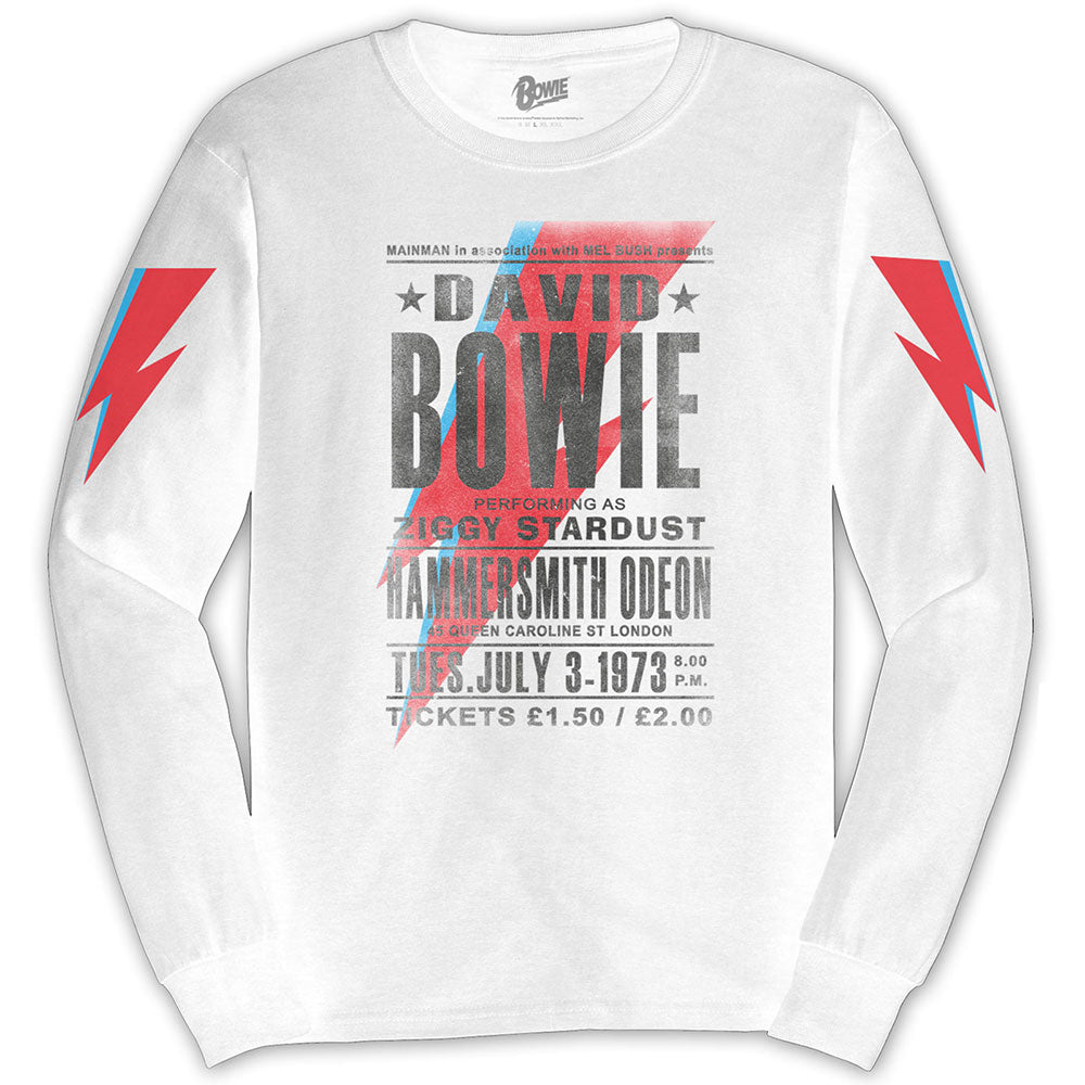 DAVID BOWIE デヴィッドボウイ - Hammersmith Odeon  / アームプリントあり / 長袖 / Tシャツ / メンズ 【公式 / オフィシャル】