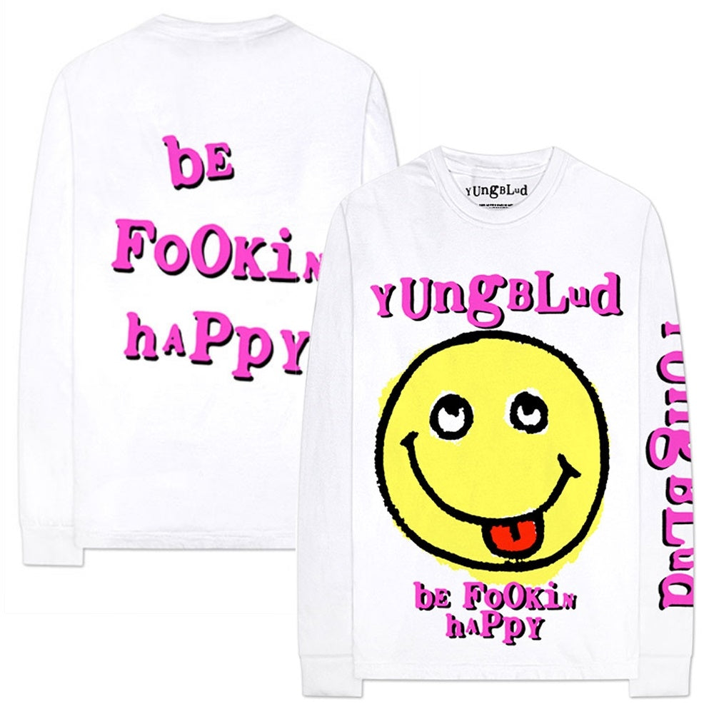 YUNGBLUD ヤングブラッド (SUMMER SONIC 2025 来日 ) - Raver Smile / アーム＆バックプリントあり / 長袖 / Tシャツ / メンズ 【公式 / オフィシャル】