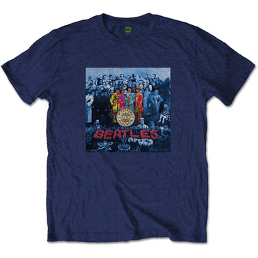 THE BEATLES ビートルズ (結成 65周年 ) - Sgt Pepper Blue / バックプリントあり / Tシャツ / メンズ