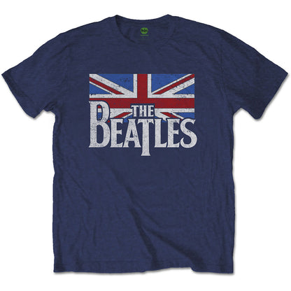 THE BEATLES ビートルズ (結成 65周年 ) - Drop T Logo & Vintage Flag / Tシャツ / メンズ 【公式 / オフィシャル】