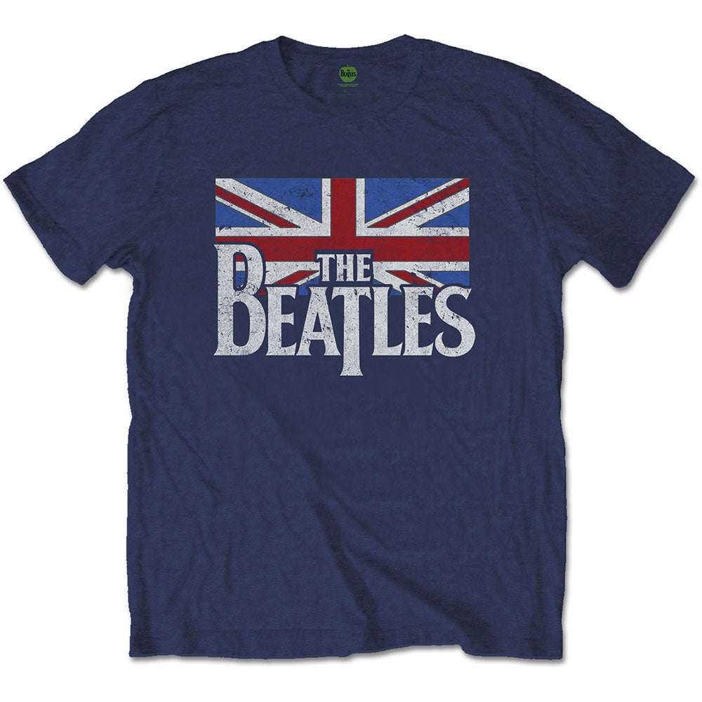 THE BEATLES ビートルズ (結成 65周年 ) - Drop T Logo & Vintage Flag / Tシャツ / メンズ 【公式 / オフィシャル】