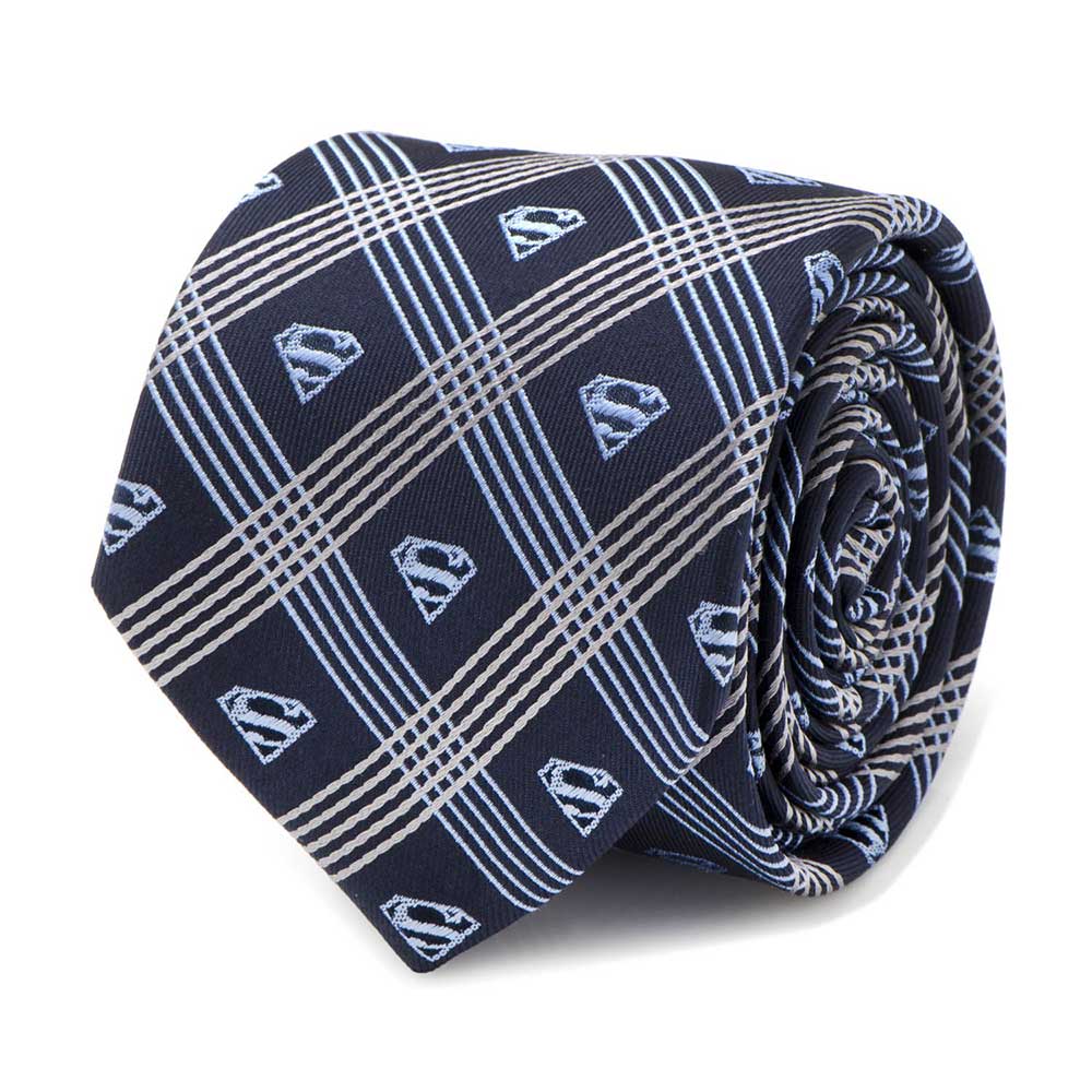 SUPERMAN - Shield Navy Plaid Tie