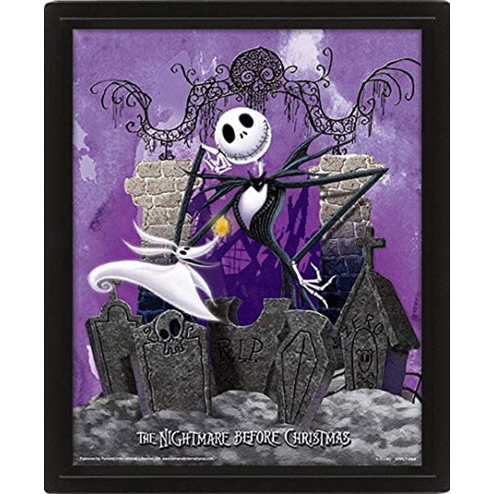 NIGHTMARE BEFORE CHRISTMAS ナイトメアー・ビフォア・クリスマス (公開 30周年 記念 ) - Graveyard 3D / インテリア額 【公式 / オフィシャル】