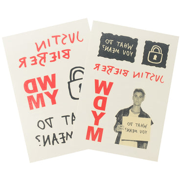 JUSTIN BIEBER - What Do You Mean 2 Sheet Tattoo Pack / Tattoo Stickers