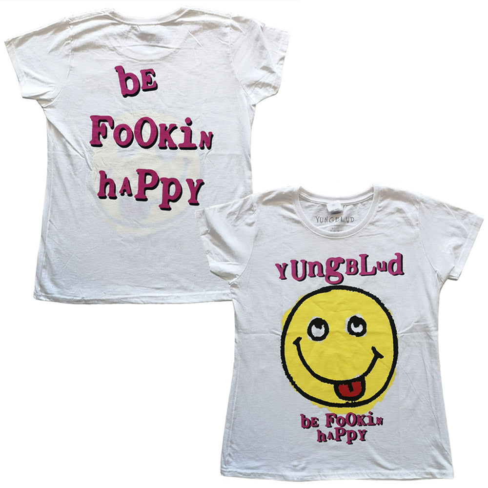 【廃番ラスト販売/特別価格】YUNGBLUD ヤングブラッド (SUMMER SONIC 2025 来日 ) - Raver Smile / バックプリントあり / Tシャツ / レディース 【公式 / オフィシャル】